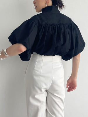 Ｈigh-necked design sleeve Blouse