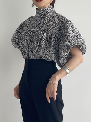 Ｈigh-necked design sleeve Blouse