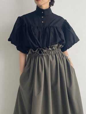 Ｈigh-necked design sleeve Blouse