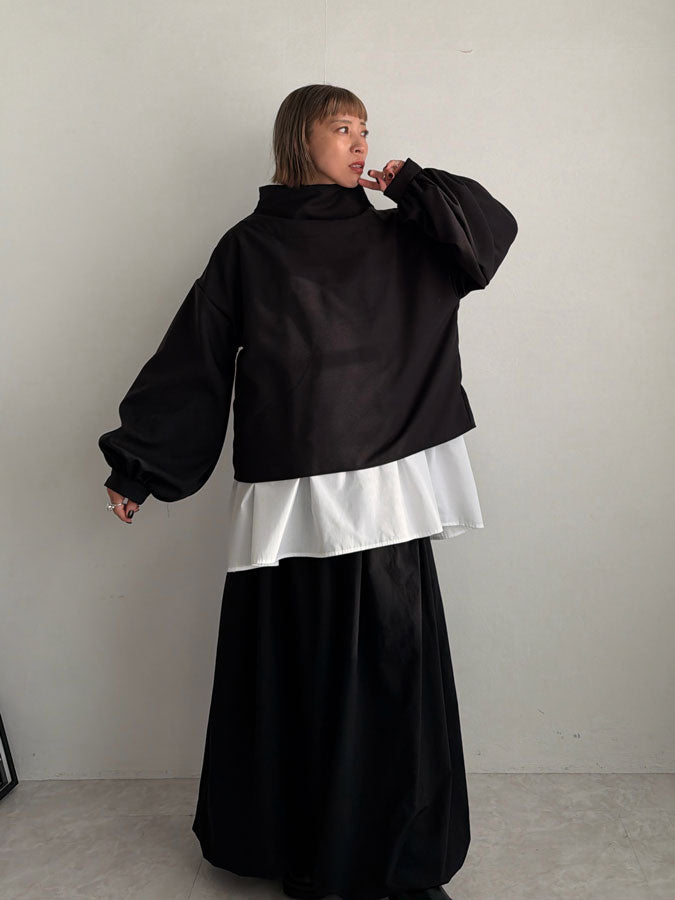 Wide-neck Puff-Sleeve Blouse