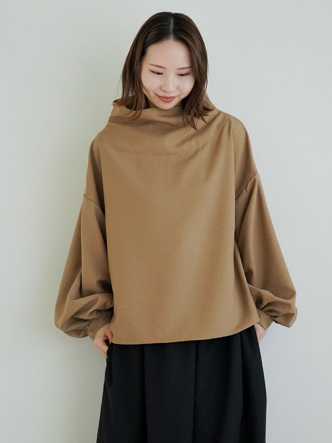 Wide-neck Puff-Sleeve Blouse