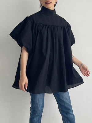 Ｈigh-necked design sleeve Blouse