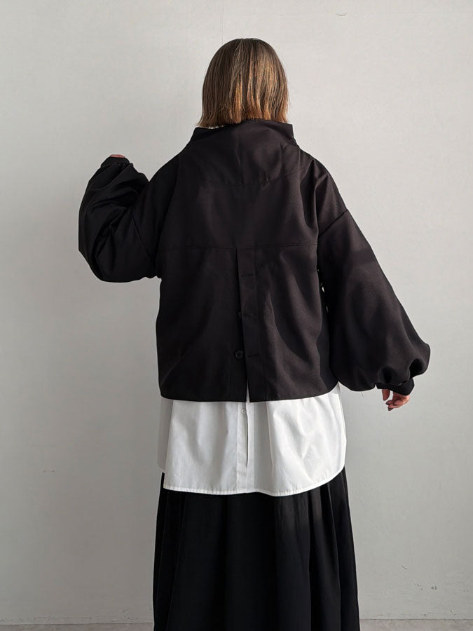 Wide-neck Puff-Sleeve Blouse