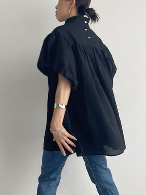 Ｈigh-necked design sleeve Blouse