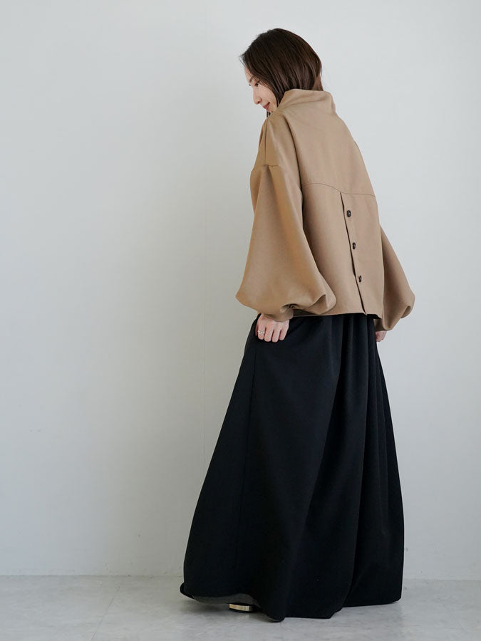 Wide-neck Puff-Sleeve Blouse