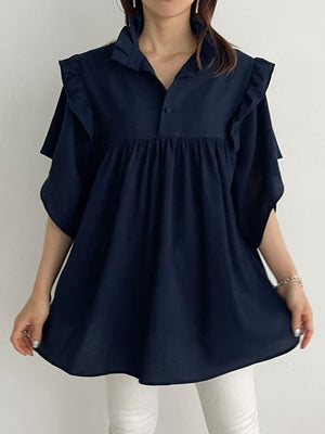 Frilly High-necked summer Blouse