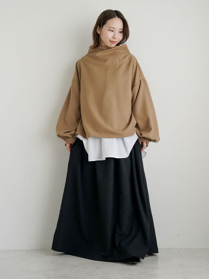 Wide-neck Puff-Sleeve Blouse