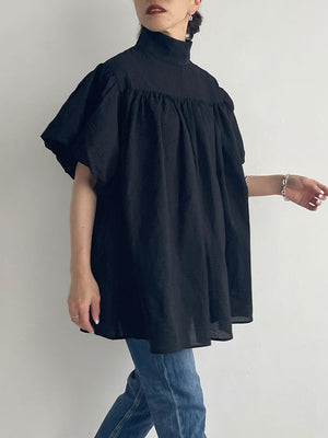Ｈigh-necked design sleeve Blouse