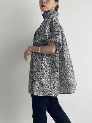Ｈigh-necked design sleeve Blouse