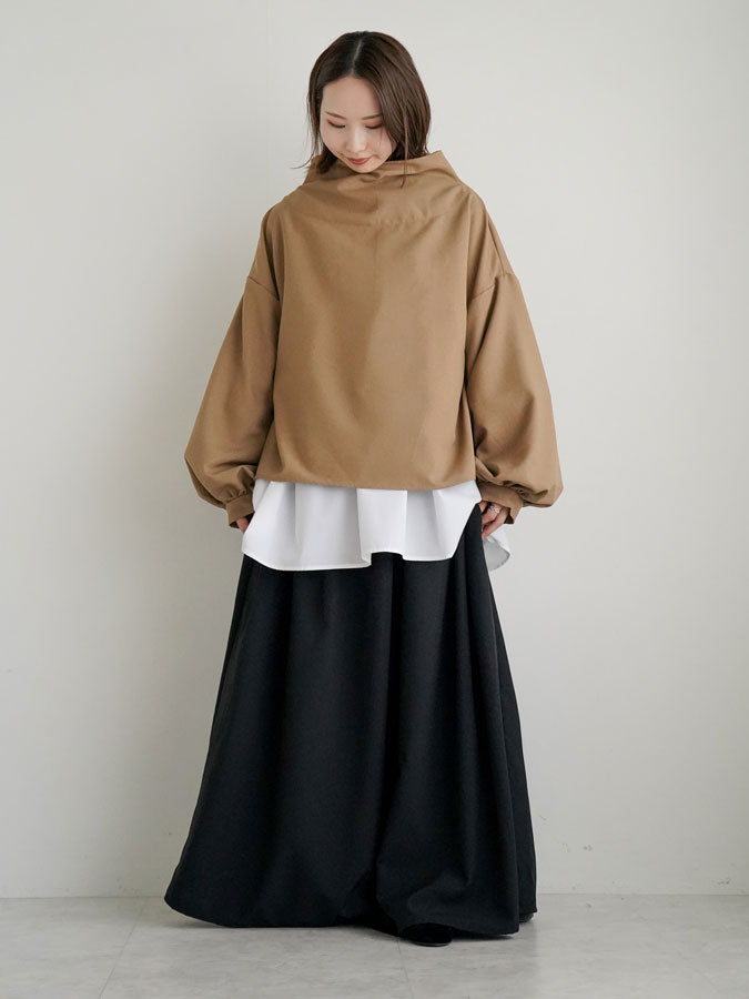 Wide-neck Puff-Sleeve Blouse