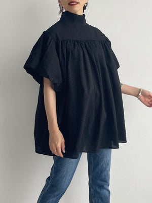 Ｈigh-necked design sleeve Blouse