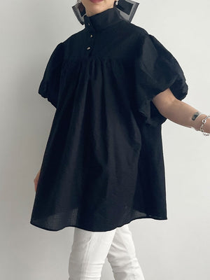 Ｈigh-necked design sleeve Blouse