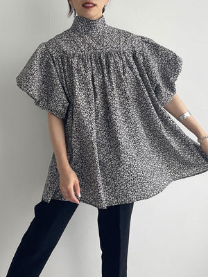 Ｈigh-necked design sleeve Blouse