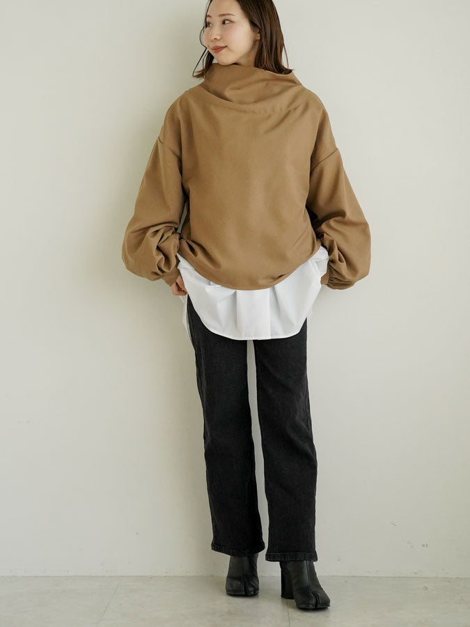 Wide-neck Puff-Sleeve Blouse