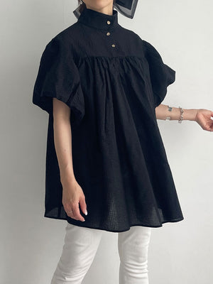 Ｈigh-necked design sleeve Blouse