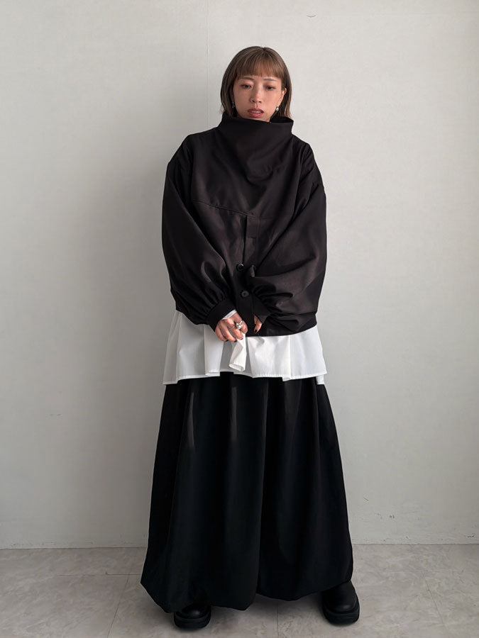 Wide-neck Puff-Sleeve Blouse