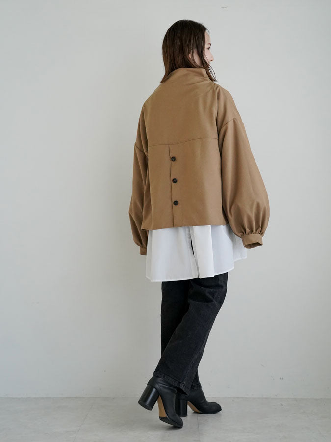 Wide-neck Puff-Sleeve Blouse