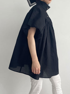 Ｈigh-necked design sleeve Blouse