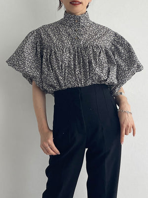 Ｈigh-necked design sleeve Blouse