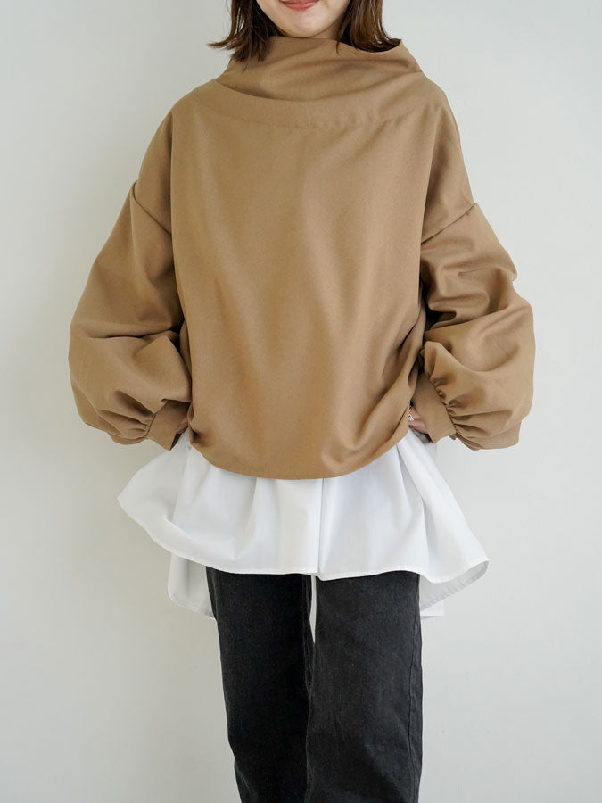 Wide-neck Puff-Sleeve Blouse