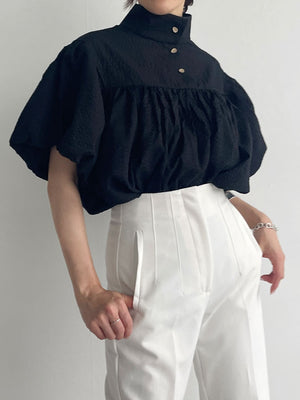 Ｈigh-necked design sleeve Blouse