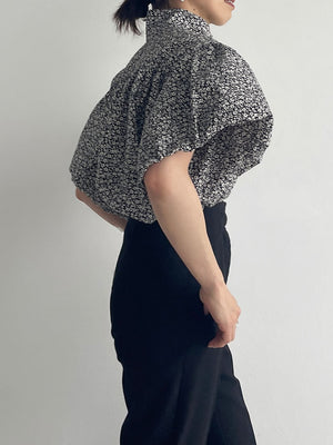 Ｈigh-necked design sleeve Blouse